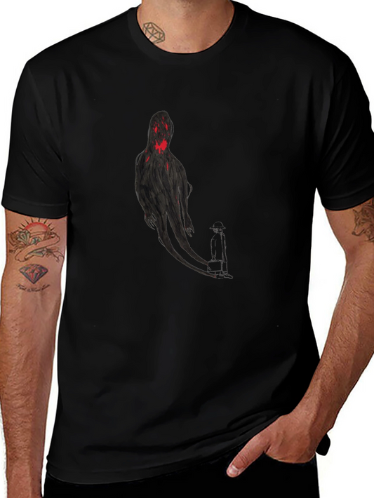 Spooky Shadow Figure Graphic Tee - Black