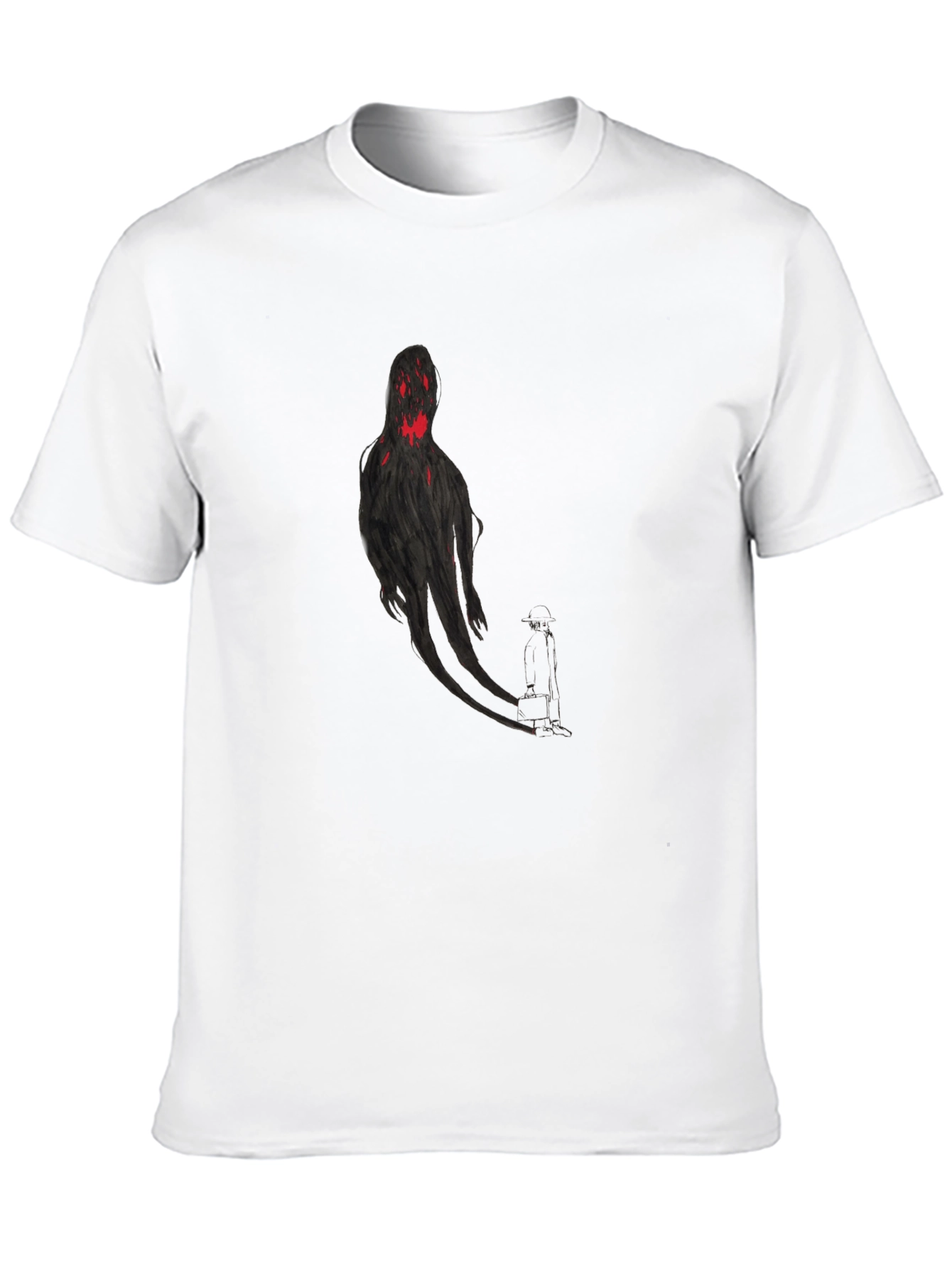 Spooky Shadow Figure Graphic Tee - Black