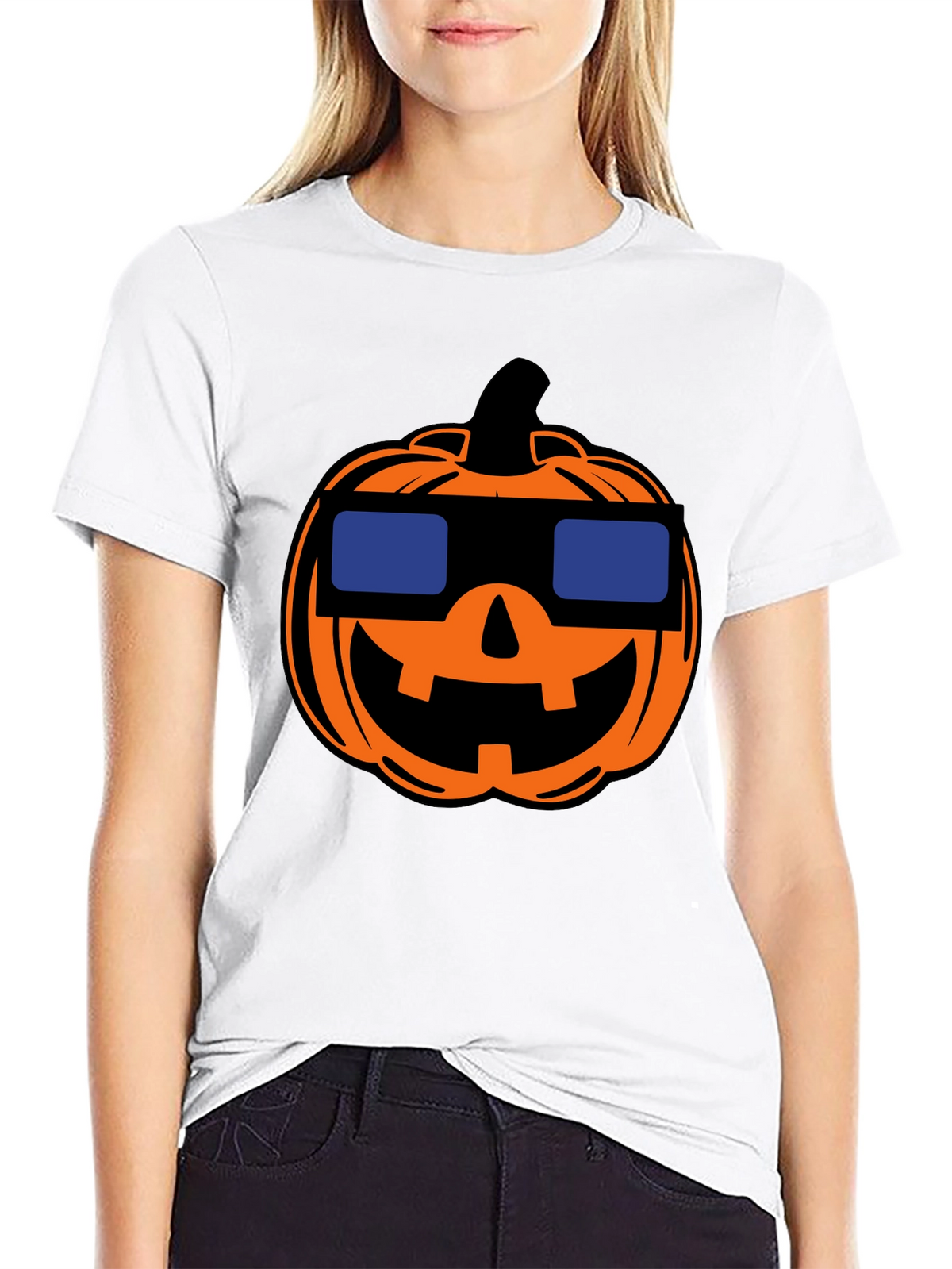 Cool Pumpkin Halloween Black T-Shirt