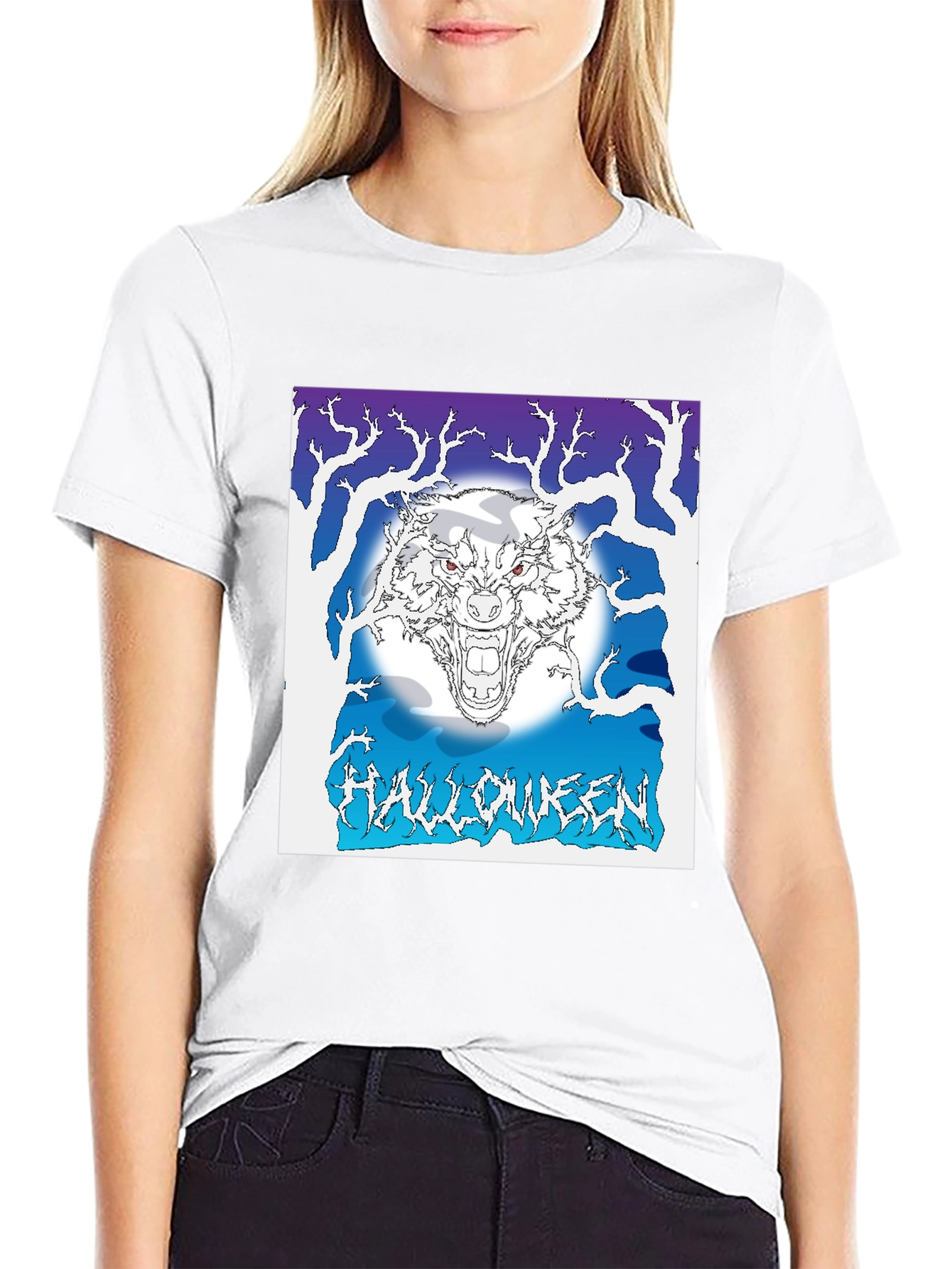 Halloween Wolf Graphic T-Shirt