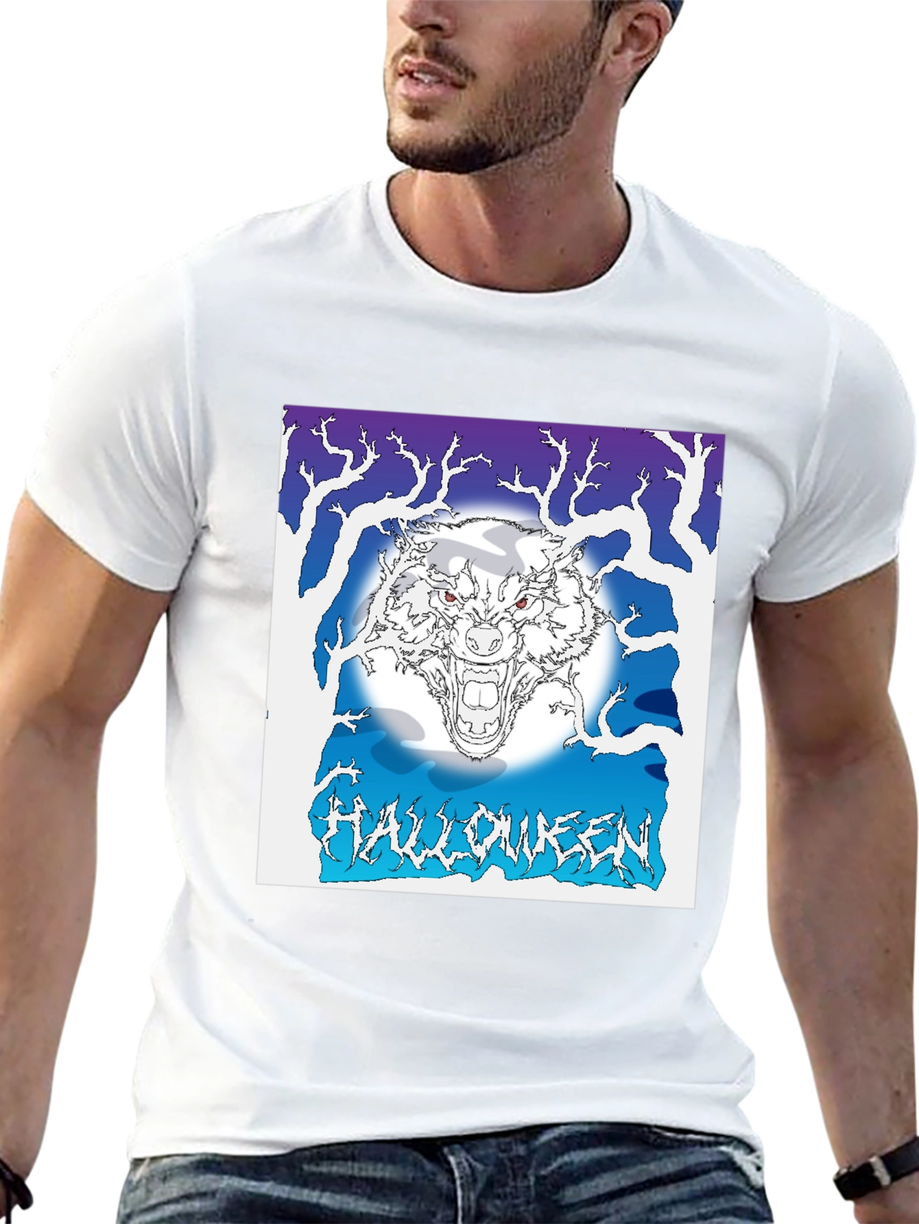 Halloween Wolf Graphic T-Shirt