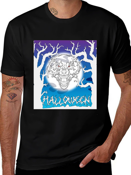 Halloween Wolf Graphic T-Shirt