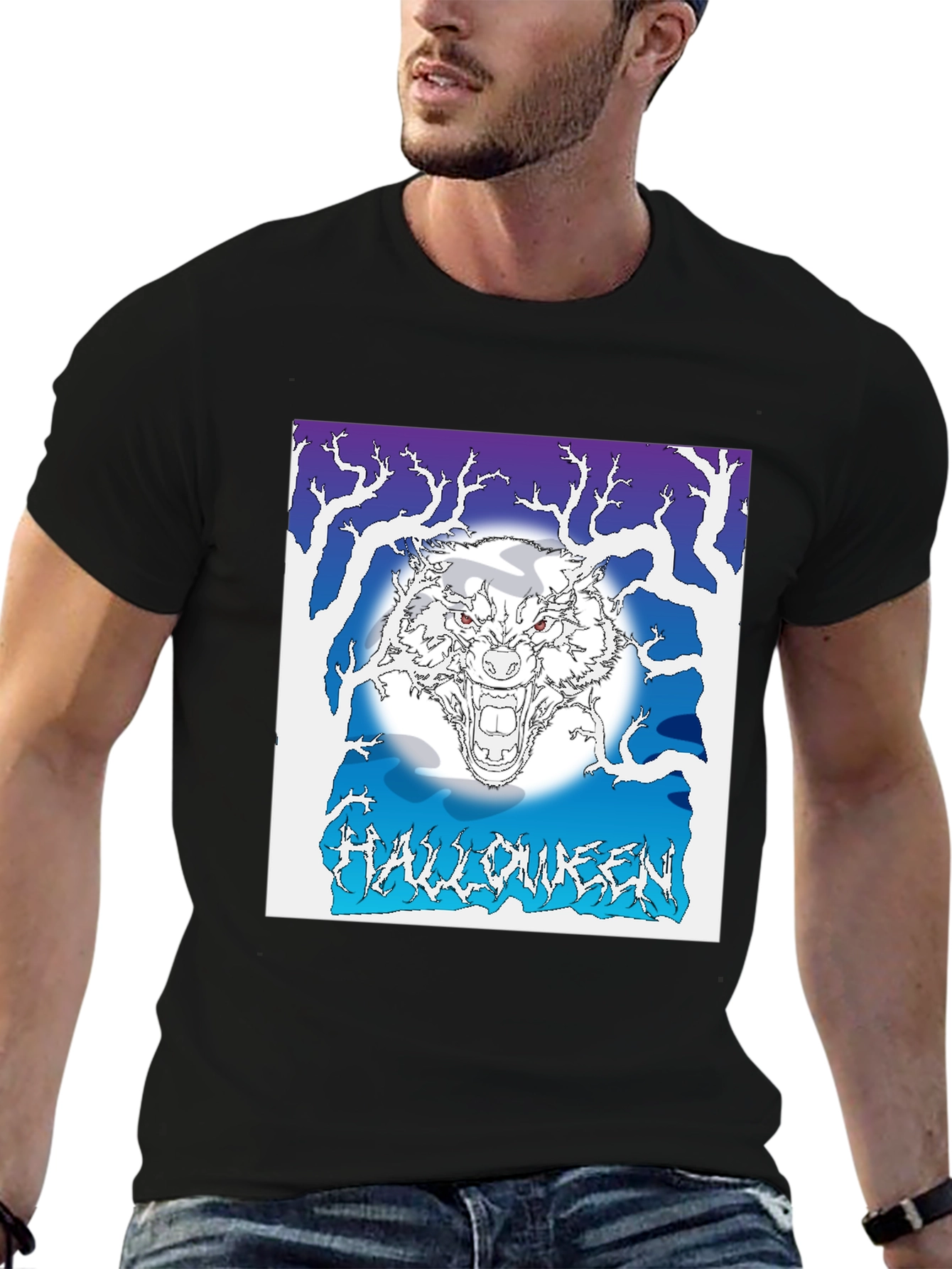 Halloween Wolf Graphic T-Shirt