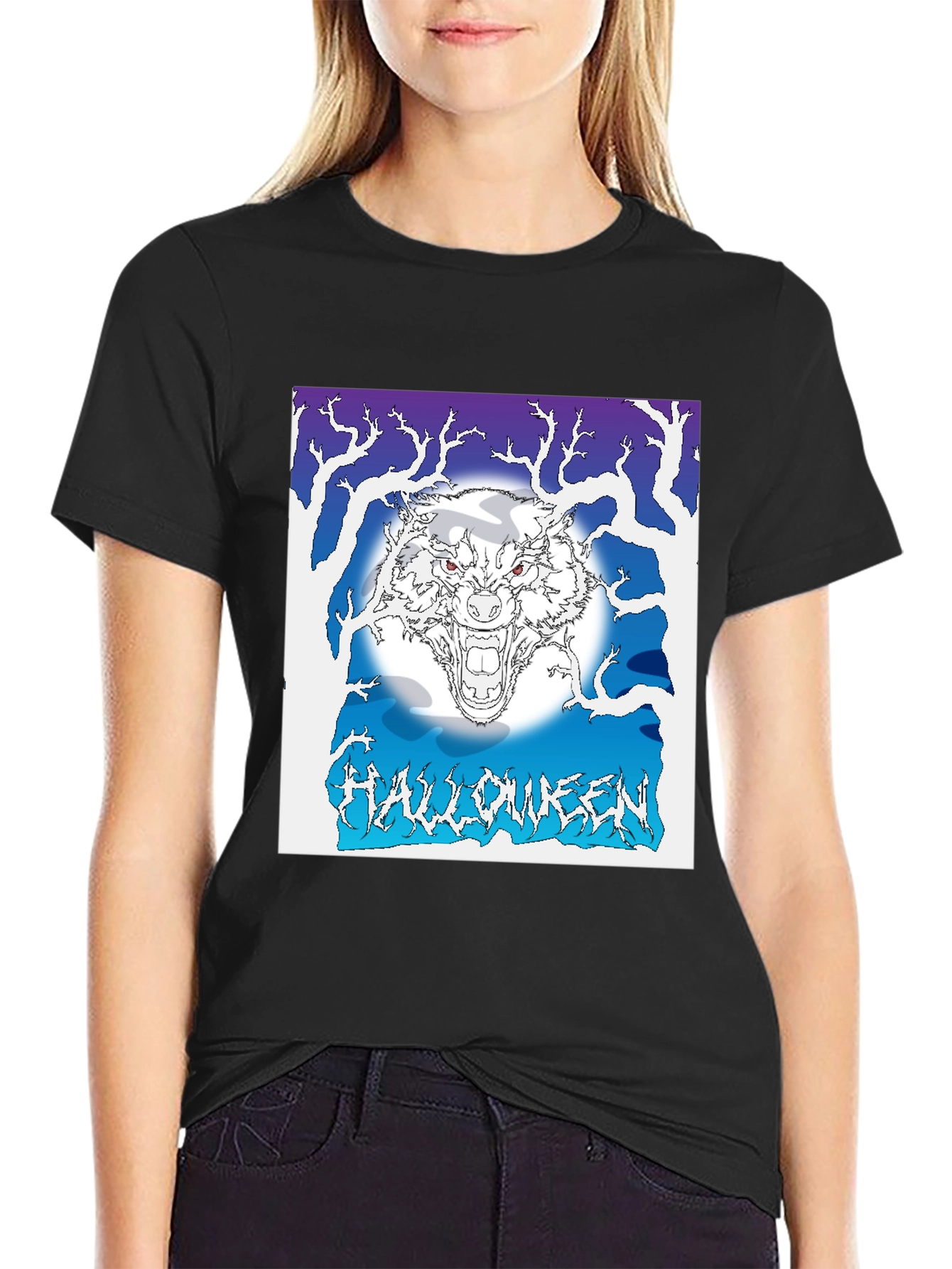 Halloween Wolf Graphic T-Shirt
