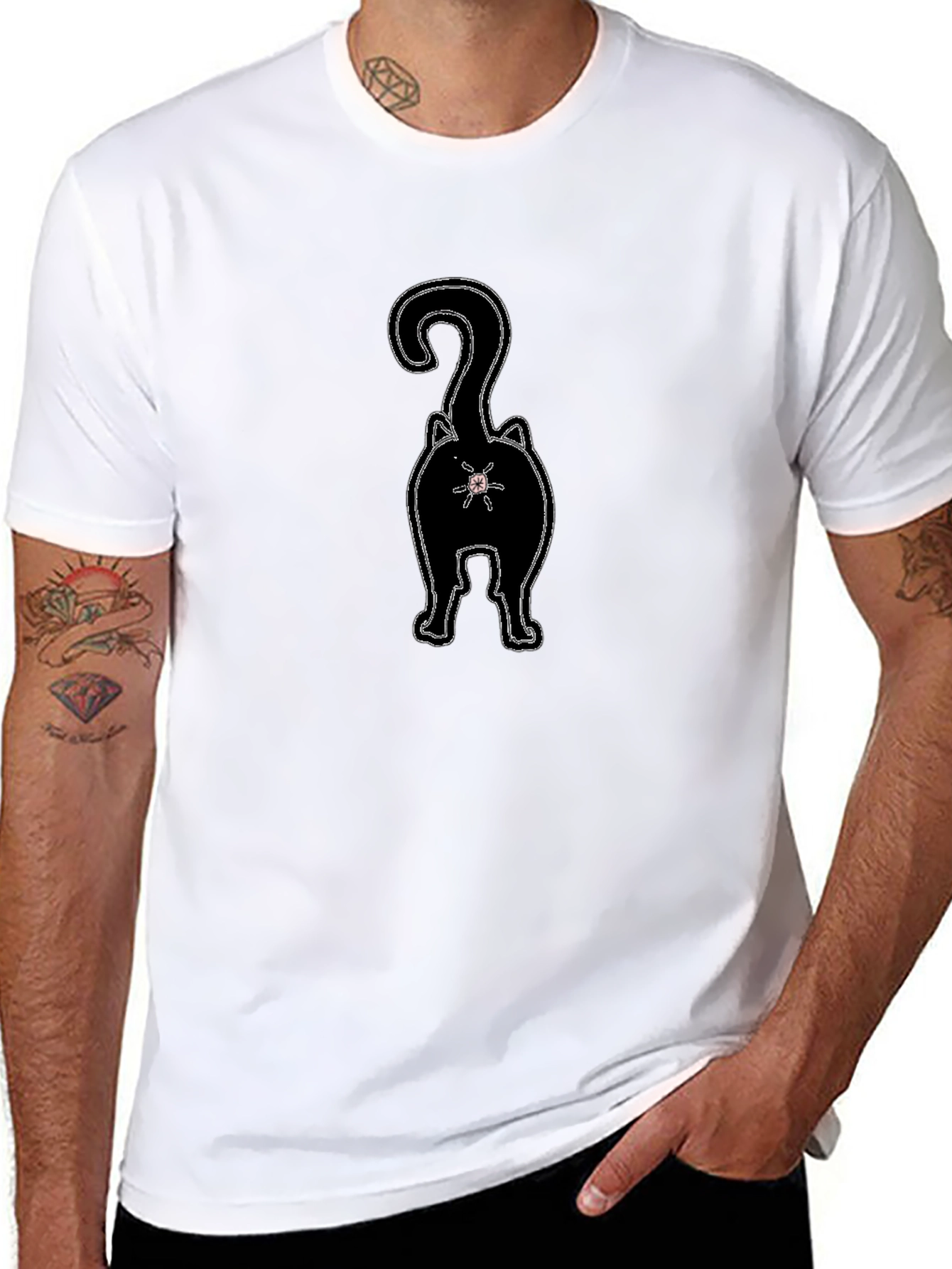 Black Cat Butt T-Shirt - Funny Graphic Tee
