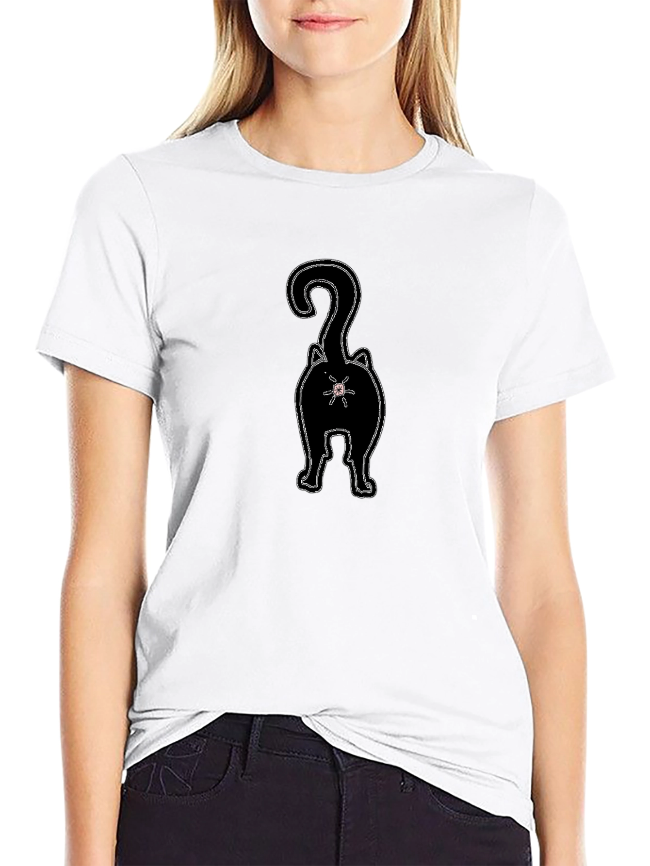 Black Cat Butt T-Shirt - Funny Graphic Tee