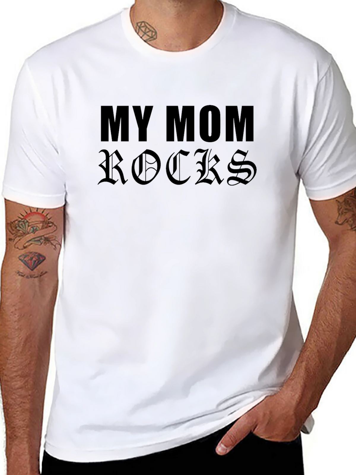 My Mom Rocks T-Shirt - Black Cotton Graphic Tee