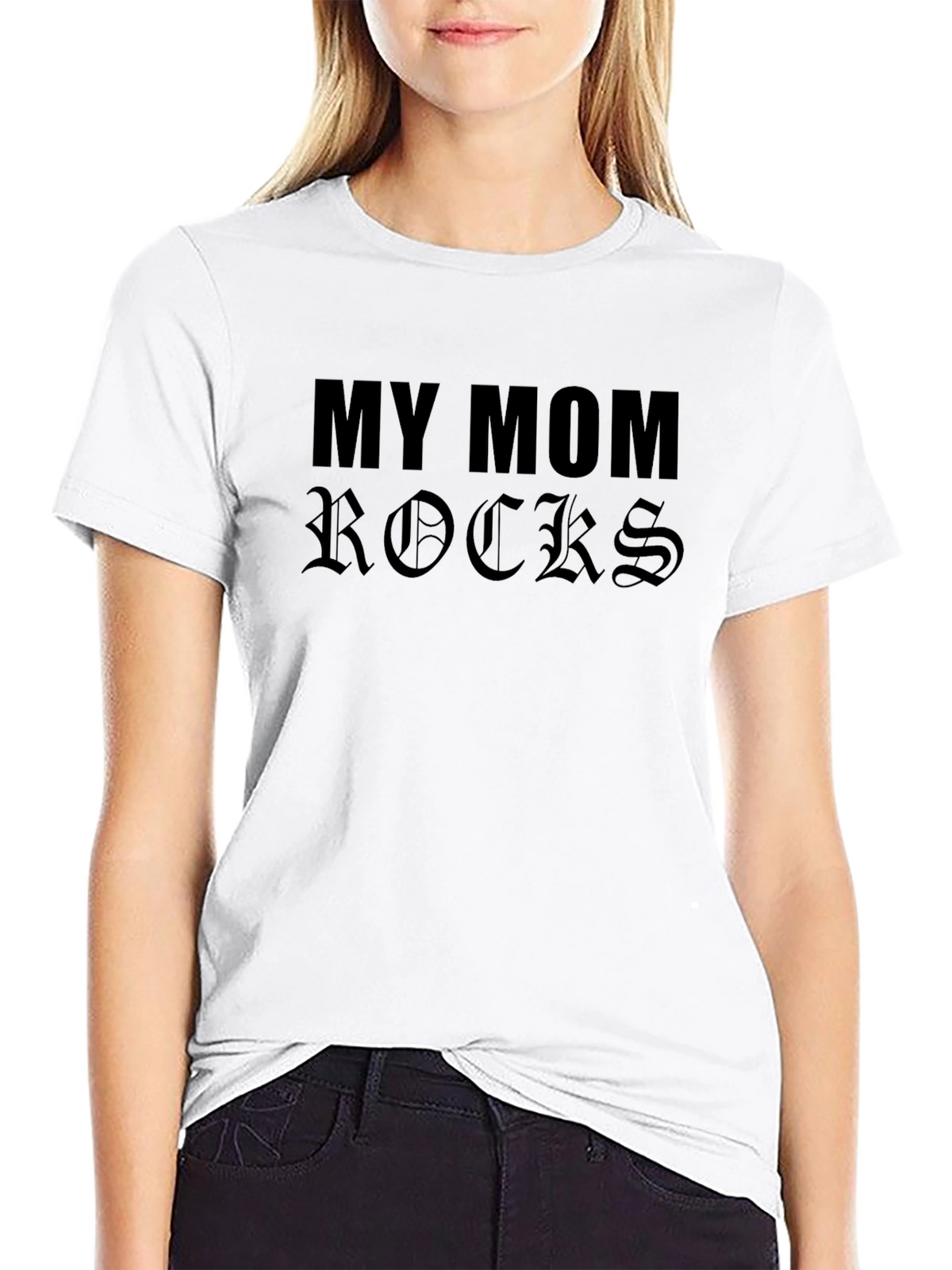My Mom Rocks T-Shirt - Black Cotton Graphic Tee