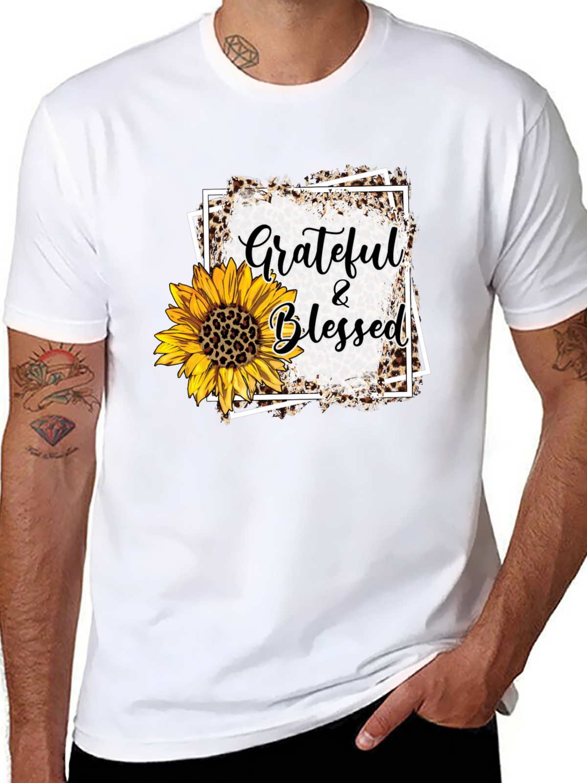 Grateful & Blessed Sunflower Graphic Tee